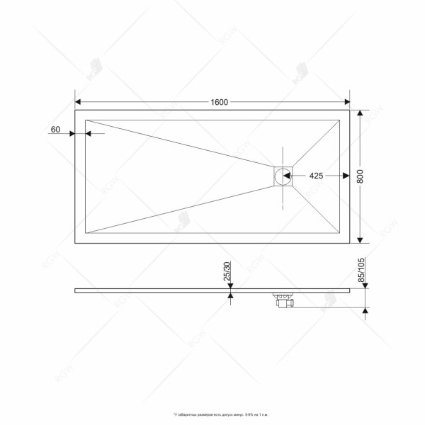 Душевой поддон RGW Stone Tray ST-W 80x160 белый (16152816-01)