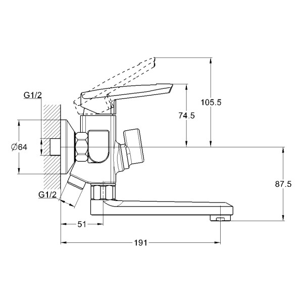 Смеситель для ванны и душа G.lauf хром, с душевым гарнитуром (LOF3-A033)