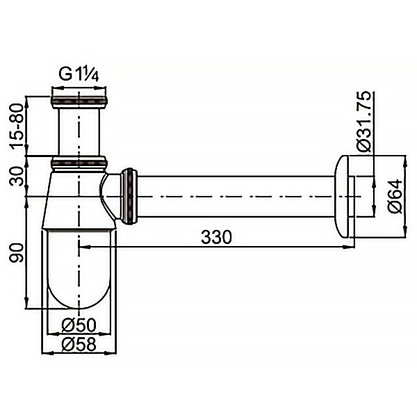 Сифон без выпуска для умывальника Azario 1 1/4" блистер хром (AZ-107-CHR)