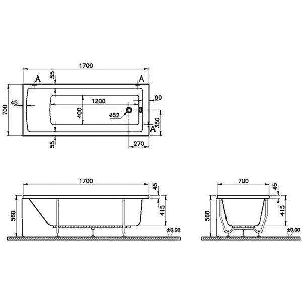 Ванна акриловая Vitra Neon 180x80 белая (52530001000)