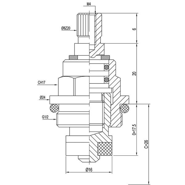Кран-букса Melodia резина 1/2" 8x20 (MKP06621WC) (мод. 014)