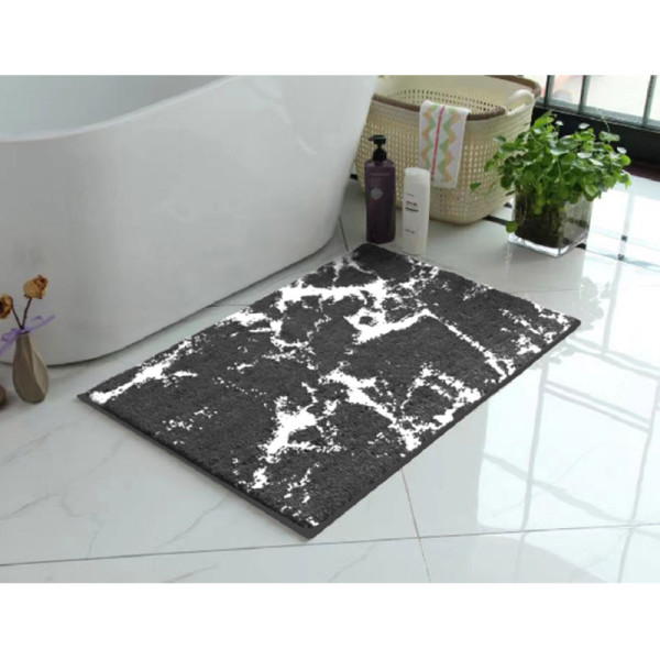 Коврик для ванной Melodia COMFORT микрофибра 60х90 чёрный мрамор (MK614)