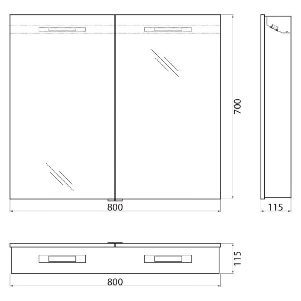 Шкаф зеркальный BelBagno SPC-2A-DL-BL 80x70 (SPC-2A-DL-BL-800)