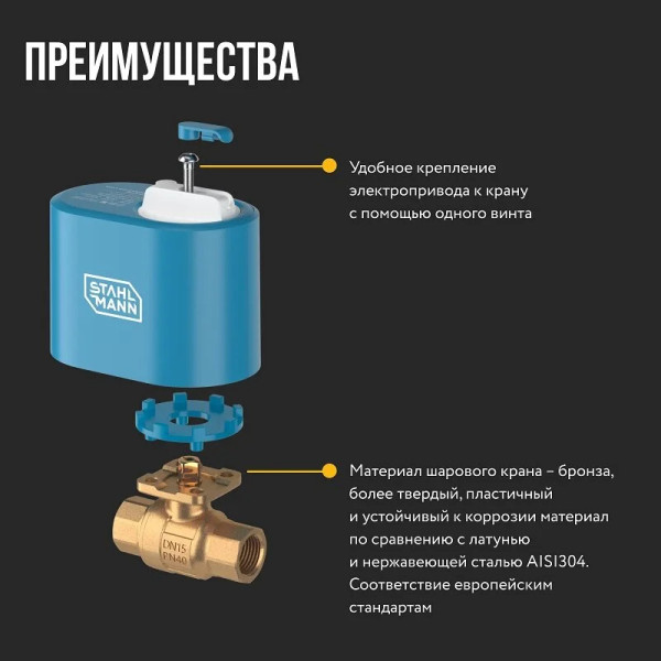 Кран шаровой с электроприводом Stahlmann 1" 12В (2282754) Кран шаровой с электроприводом Stahlmann 1" 12В (2282754)