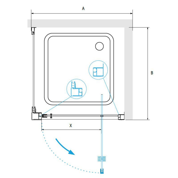Душевой уголок RGW PA-135 (PA-105 + Z-050-1) 900x900 стекло прозрачное, профиль хром (410813599-011)