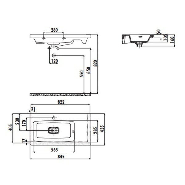 Раковина мебельная Creavit Memory 85x43,5 L белая (MY085-00CB00E-0000)