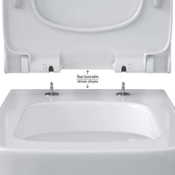 Комплект инсталляция с унитазом Berges Atom Line кнопка хром глянец, унитаз Quattro S Rimless 49 см, сиденье с soft-close (043361)