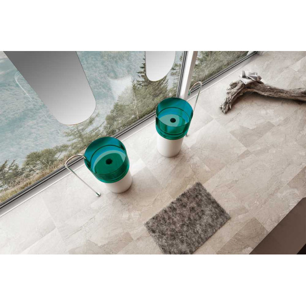 Раковина напольная Abber Kristall белая/бирюзовая (AT2701White-Aquamarin-H)