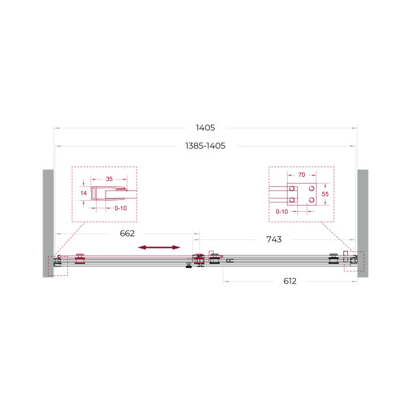 Душевая дверь BelBagno Soft Close-2 140x200 стекло прозрачное, профиль хром глянцевый (SOFT_CLOSE-2-BF-1-140-C-Cr)