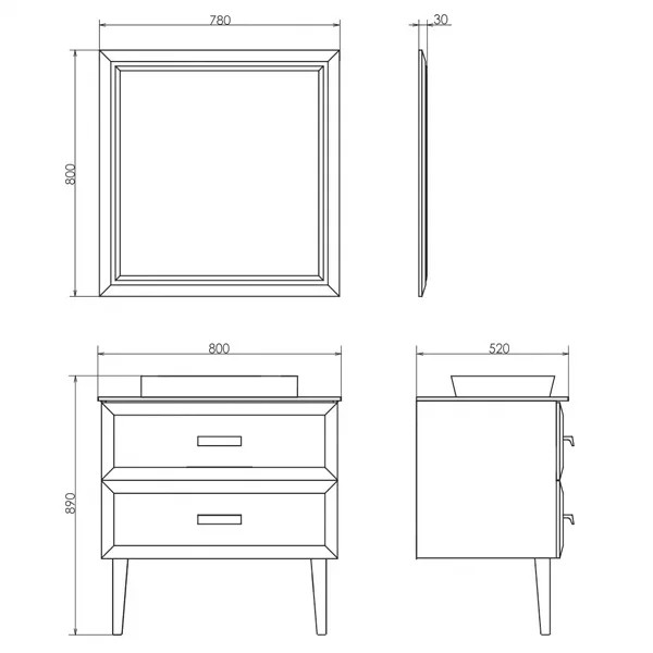 Зеркало Comforty Империя 800x30x800 белый глянцевый (00004143507)