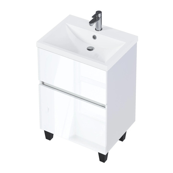 Тумба подвесная 1Marka Aris 590x440x870 белая аляска/белый глянец (Ц0000035775)