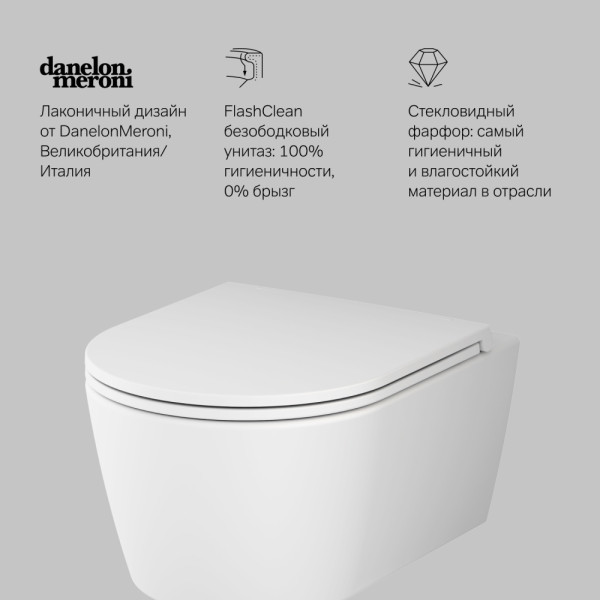 Унитаз подвесной AM.PM Func 49 см FlashClean с сиденьем микролифт белый матовый (C8F1700MWSC) Унитаз подвесной AM.PM Func 49 см FlashClean с сиденьем микролифт белый матовый (C8F1700MWSC)