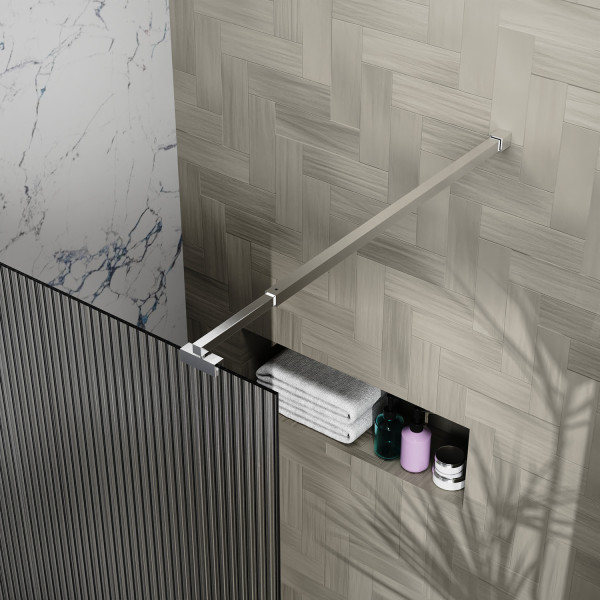 Душевое ограждение Azario Walk-In 110x195 стекло рифленое, профиль черный матовый (AZ-251-110-MB-CRF)