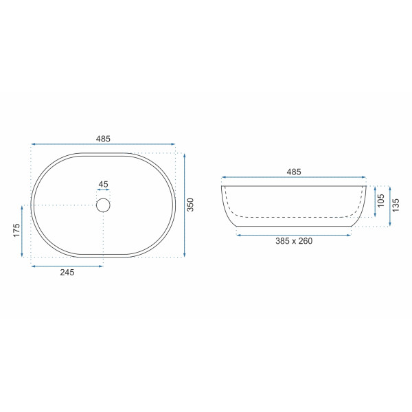 Раковина накладная Rea Lara 48,5x35 серый (REA-U9889)