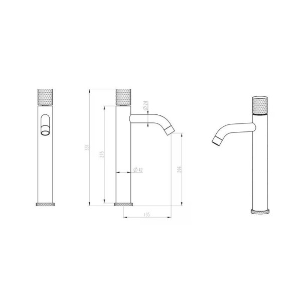 Смеситель для раковины Boheme Stick B (черный) (122-BB)