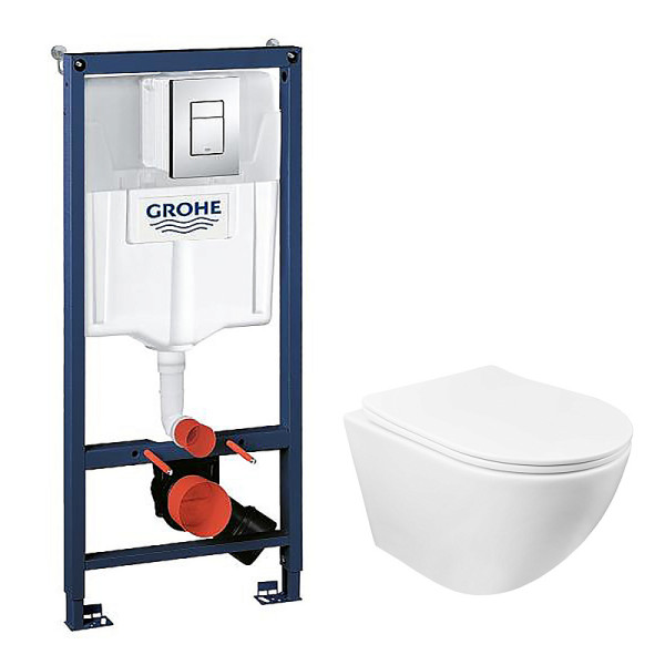 Комплект инсталляция с унитазом Сет Azario инсталляция Grohe Rapid SL 3 в 1 c унитазом Grado с сиденьем