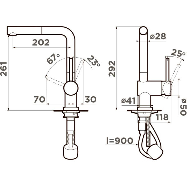 Смеситель для кухни Omoikiri Akashi-S-BL с выдвижным изливом черный (4994573)