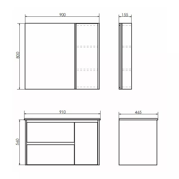 Шкаф зеркальный Comforty Бремен 900x155x800 дуб белый (00004142374)