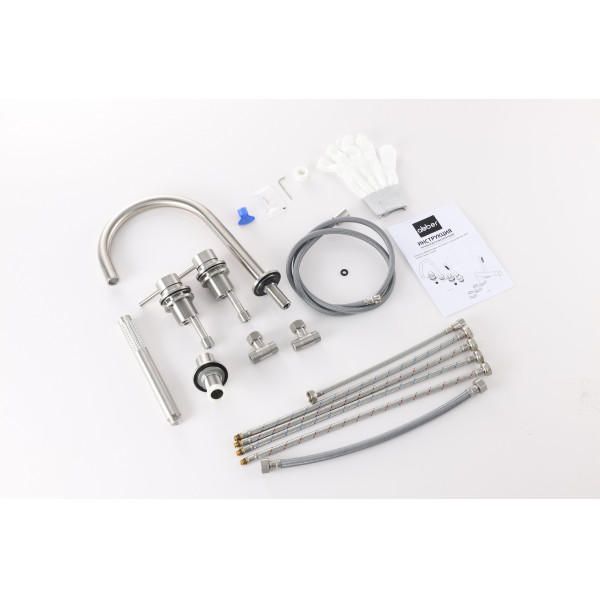 Смеситель на борт ванны Abber Wasser Kreis 316 сталь брашированная (AF8113BST) Смеситель на борт ванны Abber Wasser Kreis 316 сталь брашированная (AF8113BST)