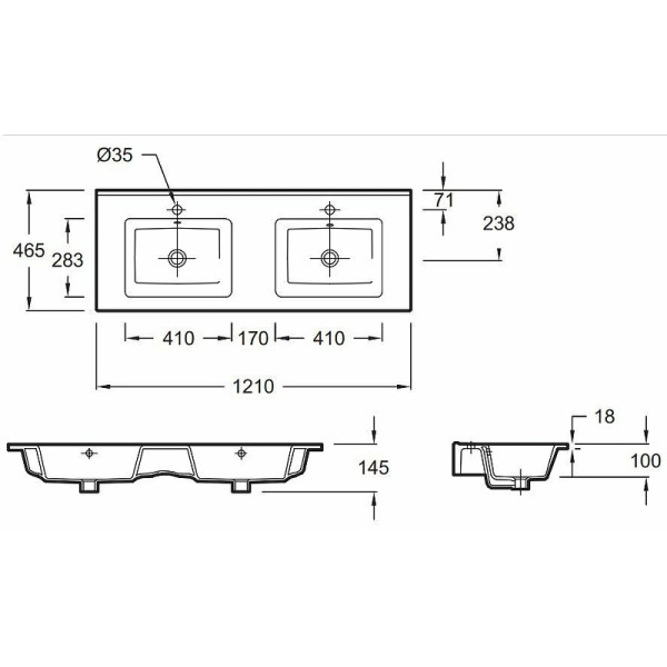 Раковина встраиваемая Jacob Delafon 120x46,5 белая (EXVA112-00)