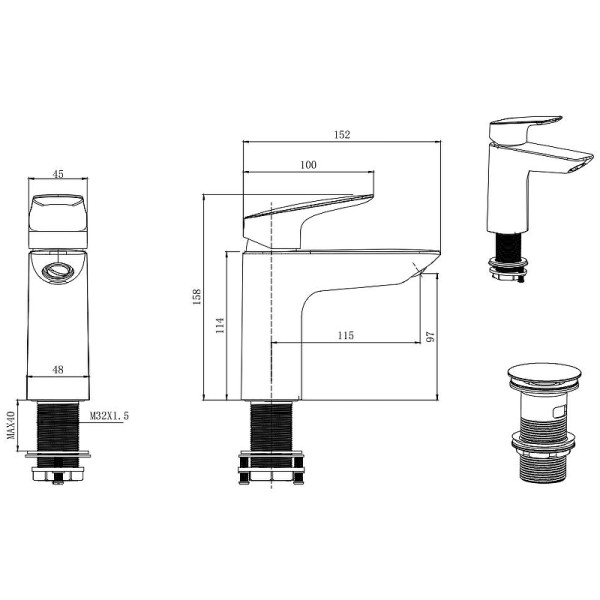 Смеситель для раковины Aquatek Вега черный матовый с донным клапаном (AQ1011MB) Смеситель для раковины Aquatek Вега черный матовый с донным клапаном (AQ1011MB)