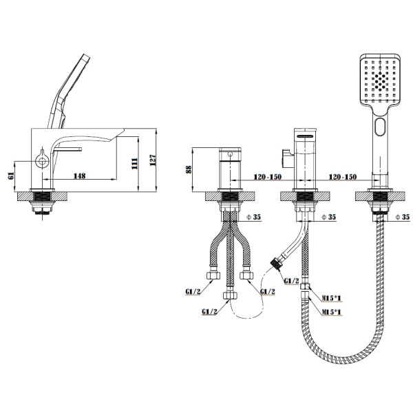 Смеситель для ванны и душа Esko SAMARA хром (SMR355) Смеситель для ванны и душа Esko SAMARA хром (SMR355)