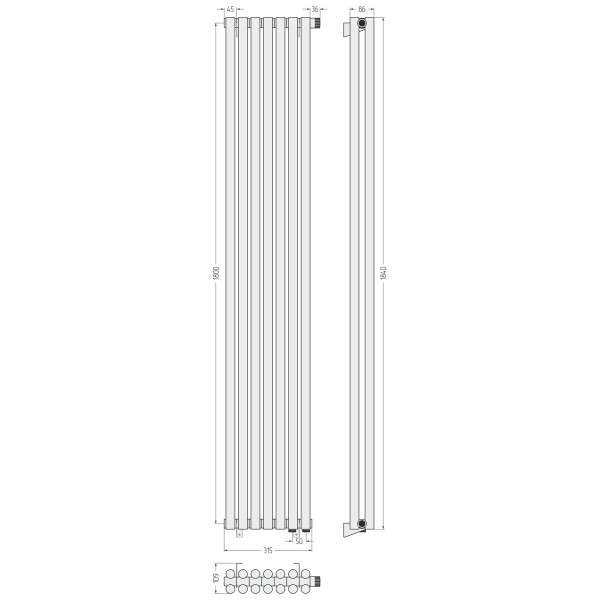 Радиатор стальной Сунержа Эстет 315x1800 7 секций черный матовый (31-0312-1807) Радиатор стальной Сунержа Эстет 315x1800 7 секций черный матовый (31-0312-1807)