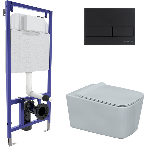 Комплект инсталляция с унитазом Berges Novum525 c с кнопкой L5 Soft Touch черная, унитаз FLOE, сиденье FLOE Slim SO (043279) Комплект инсталляция с унитазом Berges Novum525 c с кнопкой L5 Soft Touch черная, унитаз FLOE, сиденье FLOE Slim SO (043279)