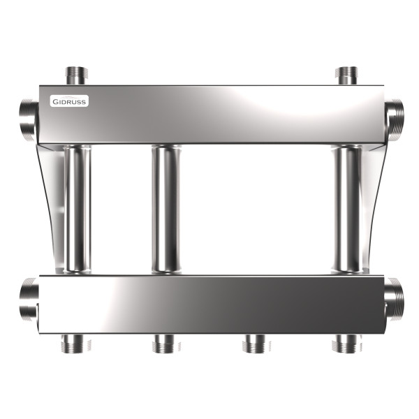 Коллектор модульный Gidruss MKSS-250-2x32 (до 250 кВт, 2 магистр. подкл. G 2", 2 контура G 1 1/4" вверх или вниз, нерж ст.) Коллектор модульный Gidruss MKSS-250-2x32 (до 250 кВт, 2 магистр. подкл. G 2", 2 контура G 1 1/4" вверх или вниз, нерж ст.)