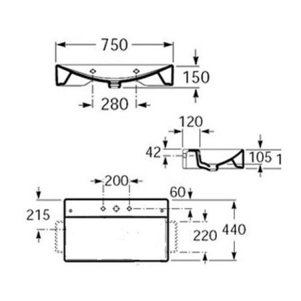 Раковина подвесная Roca Diverta 75х44 (327110000) Раковина подвесная Roca Diverta 75х44 (327110000)