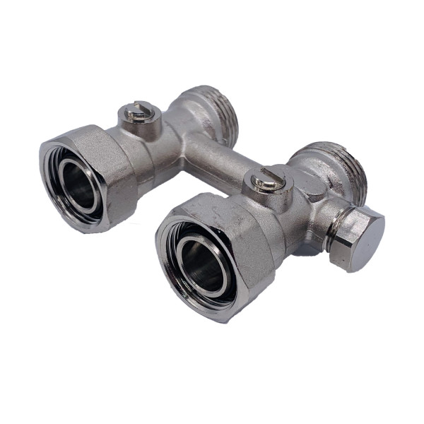 Фитинг двойной со встроенным шаровым краном "Tiemme" (с байпасом) (3390007) Фитинг двойной со встроенным шаровым краном "Tiemme" (с байпасом) (3390007)