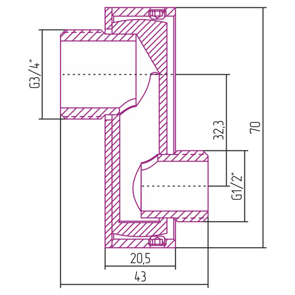 Эксцентрик Сунержа TUBE 1/2"Нx3/4"Н смещение 32 мм / 2 шт (03-1507-0005)