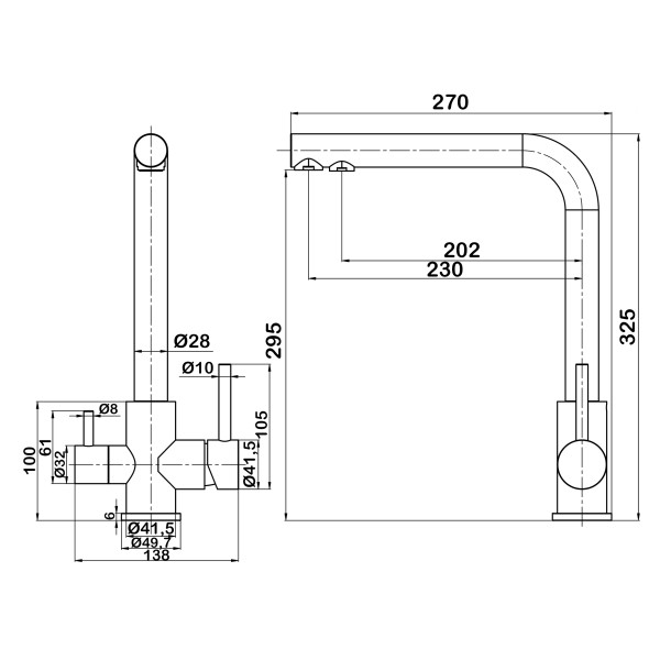Смеситель для кухни Tece Selene Plus с каналом для фильтрованной воды нержавеющая сталь (8151)