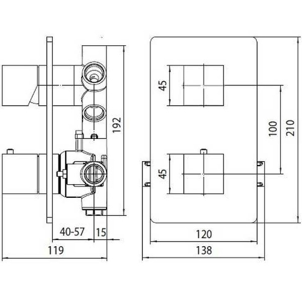 Смеситель для душа Bossini CUBE встраиваемый (внешняя часть) с девиаторм 1/2/3/4/5 черный матовый (Z00061.073)