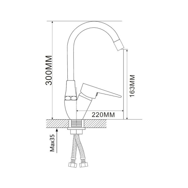 Смеситель для кухни Dlin с гибким изливом хром (D150303-1)