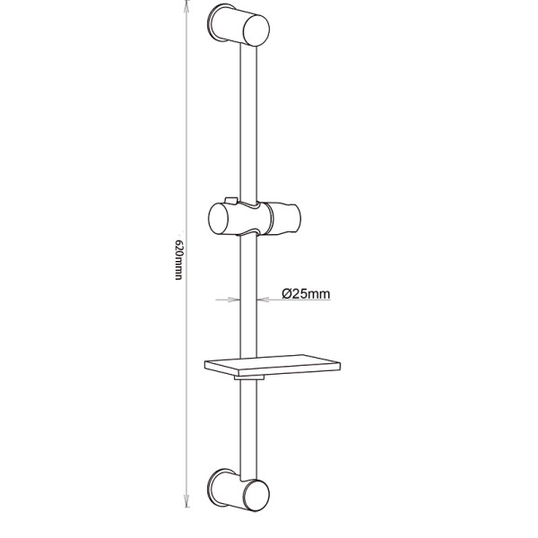 Стойка для душа Melodia Luxe Ringo D22 620 мм c мыльницей, хром (MKP25001C)