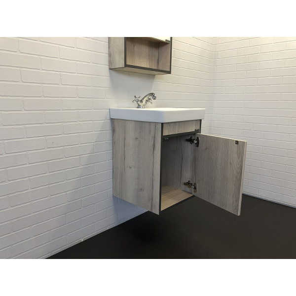 Тумба подвесная с раковиной Comforty Вена 450x450x620 дуб дымчатый (00-00006653)