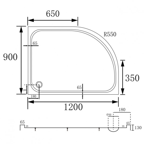 Душевой поддон Abber 120x130x90 белый (AD3E129 R)