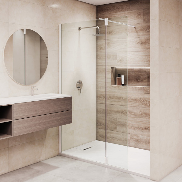 Душевая перегородка RGW WA-050W (WA-002W + Z-070W) 900 стекло прозрачное, профиль Белый (351005093-15)