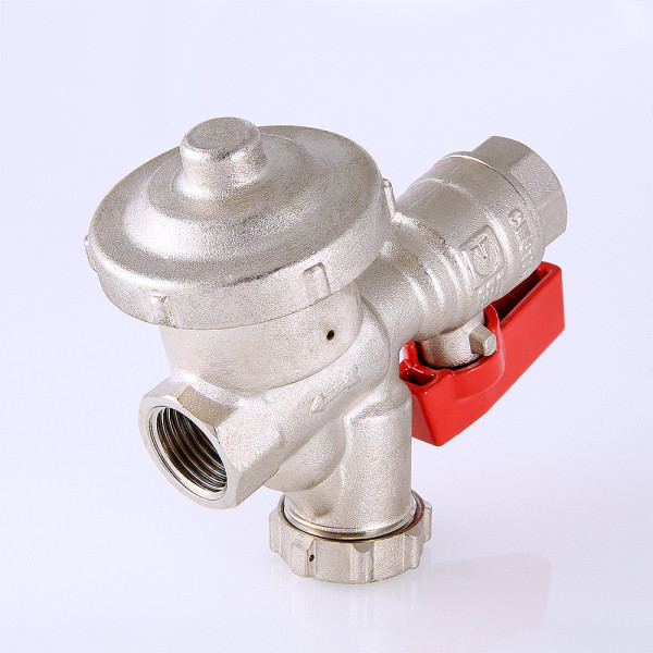 Кран 1/2" ВВ шаровый со встроенным фильтром и редуктором давления Valtec КФРД (красная ручка) VT.300.N.04 Кран 1/2" ВВ шаровый со встроенным фильтром и редуктором давления Valtec КФРД (красная ручка) VT.300.N.04