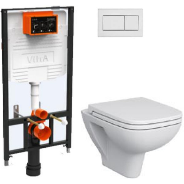 Комплект инсталляция Vitra c унитазом S20, с сидением, клавишей (9004B003-7207) глянцевый хром Комплект инсталляция Vitra c унитазом S20, с сидением, клавишей (9004B003-7207) глянцевый хром
