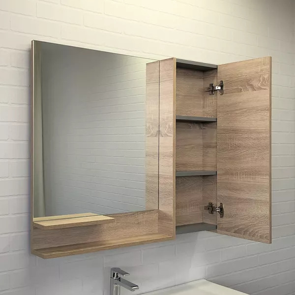 Шкаф зеркальный Comforty Варна 900x150x800 дуб сонома (00-00009918)