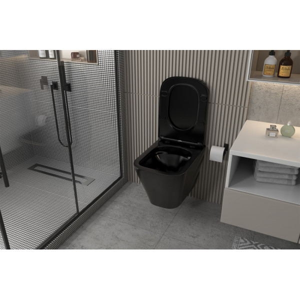 Комплект инсталляция с унитазом Abber Rechteck с клавишей белый матовый (AC1201MB-AC0105-AC0121MW)