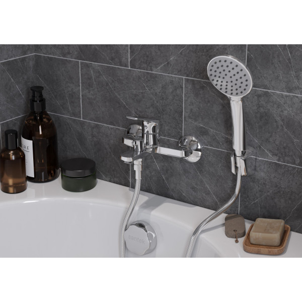 Смеситель для ванны и душа Santek Кант хром с душевым гарнитуром (WH5A1002C001)