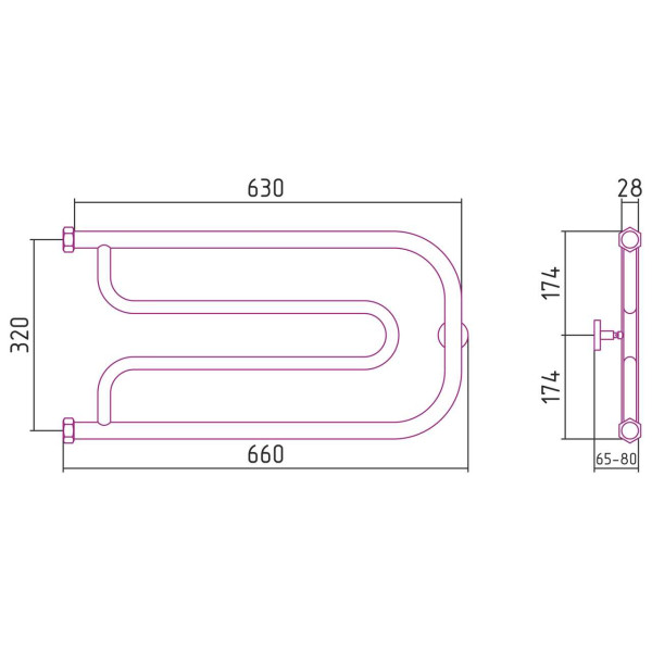 Полотенцесушитель водяной Сунержа Гусли 320х650 хром (00-0009-3265)