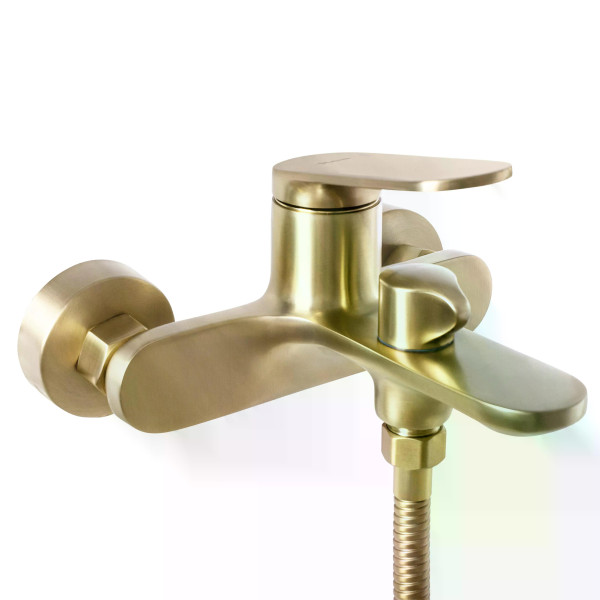 Смеситель для раковины Rea Marco с душевым комплектом золото матовое (REA-B5942) Смеситель для раковины Rea Marco с душевым комплектом золото матовое (REA-B5942)