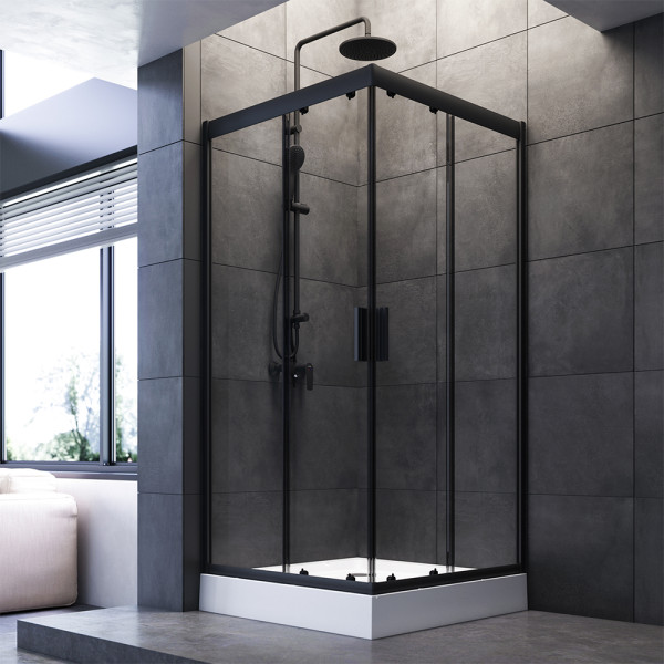 Уголок душевой AM.PM Gem 90x90x200 стекло прозрачное, профиль черный матовый (W90G-403-090BT)