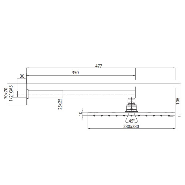 Верхний душ Bossini Cosmo 1 режим черный матовый ( H69598I.073)