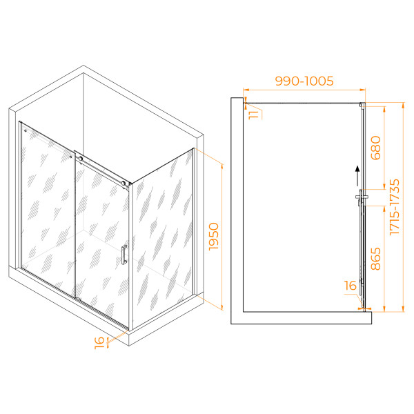 Душевой уголок RGW Tornado 170x100 стекло прозрачное, профиль хром (02074470-11) Душевой уголок RGW Tornado 170x100 стекло прозрачное, профиль хром (02074470-11)