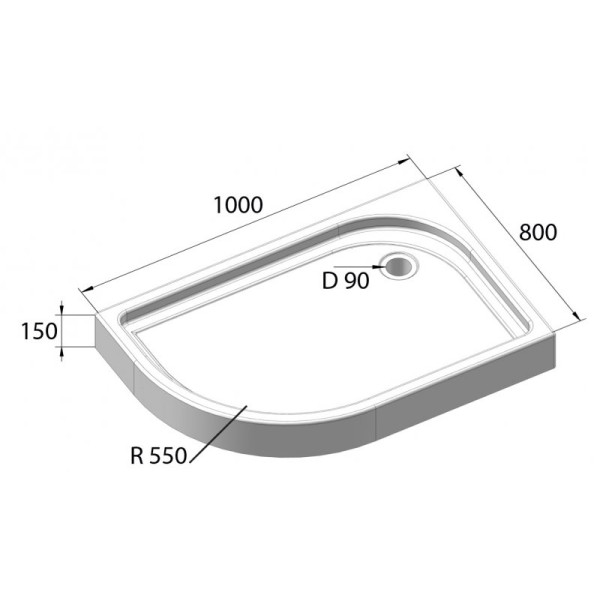 Душевой поддон BelBagno Tray 100х80х15 (TRAY-BB-RH-100/80-550-15-W-L) 